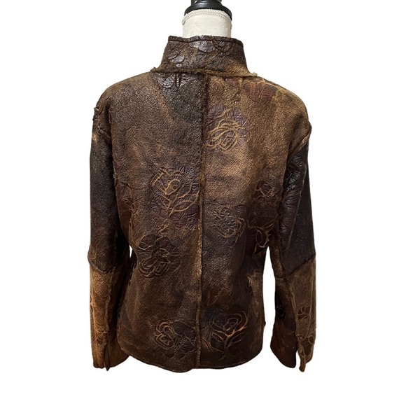 True Grit Brown Floral Rose Faux Fur Jacket Western Small L - Picture 4 of 13